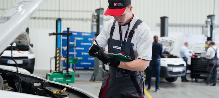 Two stages of the competition Young Car Mechanic 2021in Poland